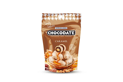 Финики с миндалем и карамелью в сочетании белого и молочного шоколада Chocodate 100г