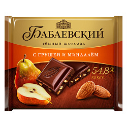 Шоколад тёмный с грушей и миндалём "Бабаевский" 70 г