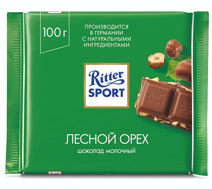 Шоколад RITTER SPORT молочный лесной орех