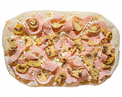 Римская пицца с ветчиной и грибами