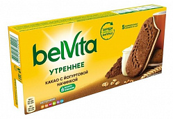 Печенье Юбилейное BelVia утреннее Сэндвич вит какао 253 г