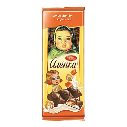 Шоколад Аленка с начинкой целый фундук и карамель